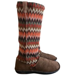 Keen Auburn Boots Womens Size 9 Brown Suede Knit Tall Pull On Navajo 53018